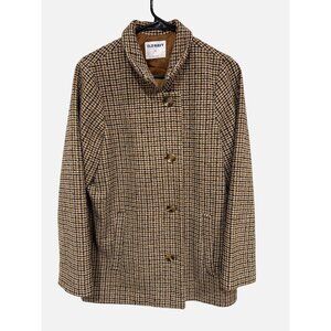 Old Navy Soft-Brushed Houndstooth Plaid Button-Front Wool Blend Overcoat.